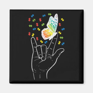 Imán Asl Love Rótulo Butterfly Puzzle Autism Awareness
