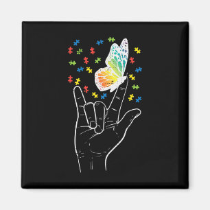 Imán Asl Love Rótulo Butterfly Puzzle Autism Awareness