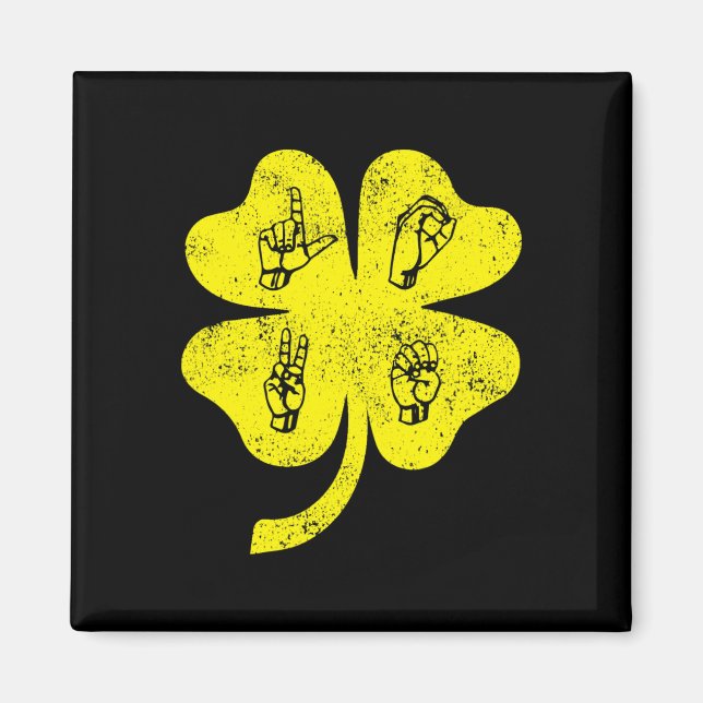 Imán ASL Love Rótulo Language St Patrick's Day Deaf Awa (Frente)