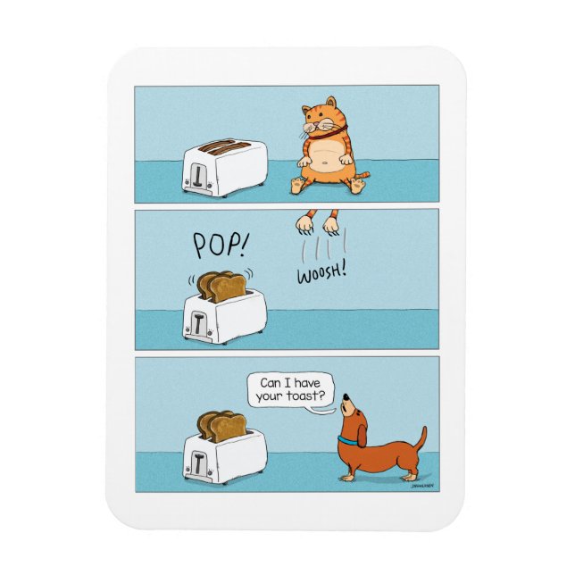 Imán Asombrado gato deja tostada por perro (Vertical)