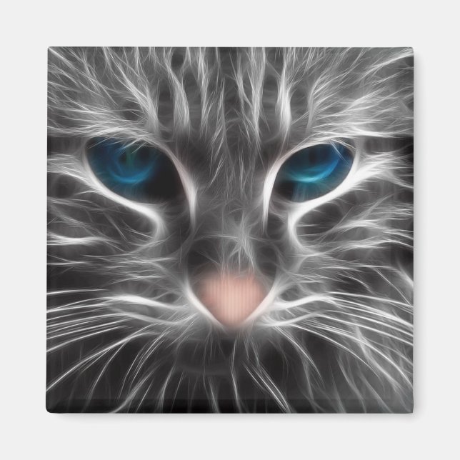 Imán Asombrosa cara de gato de ojos azules (Frente)