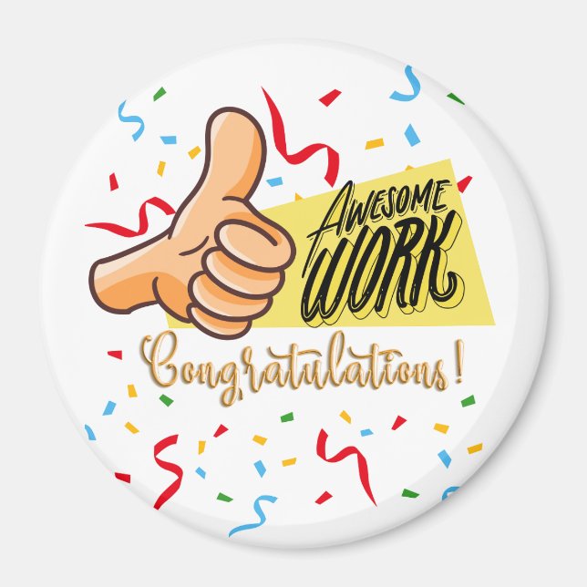 Imán asombrosas felicitaciones por el trabajo (Frente)
