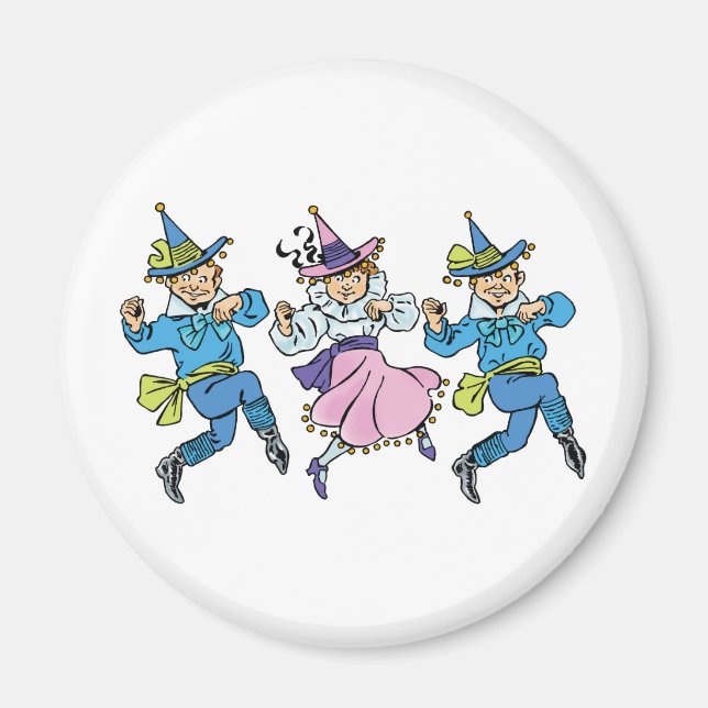 Imán Asombroso Mago de Oz, Lindos Munchkins Bailarines! (Frente)