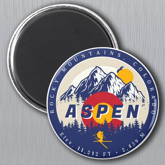 Imán Aspen Colorado Flag Ski Mountain Sunset Souvenirs (Subido por el creador)