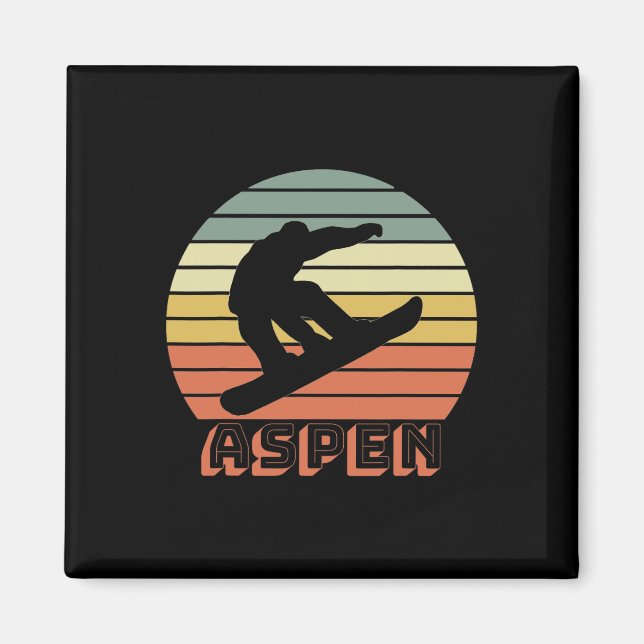 Imán Aspen Colorado Snowboard Retro Sunset 1 (Frente)