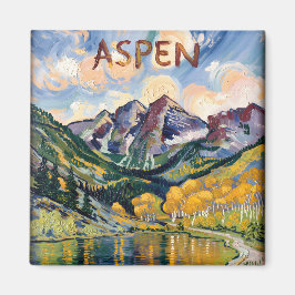 Imán Aspen Colorado Van Gogh Style Mountain
