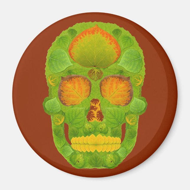 Imán Aspen Leaf Skull 10 (Frente)