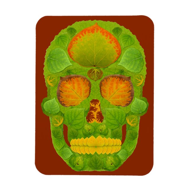 Imán Aspen Leaf Skull 10 (Vertical)