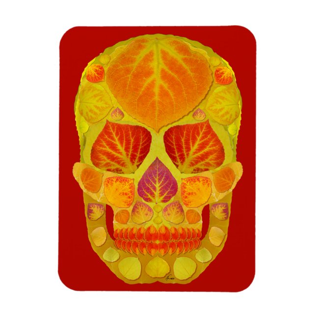 Imán Aspen Leaf Skull 13 (Vertical)