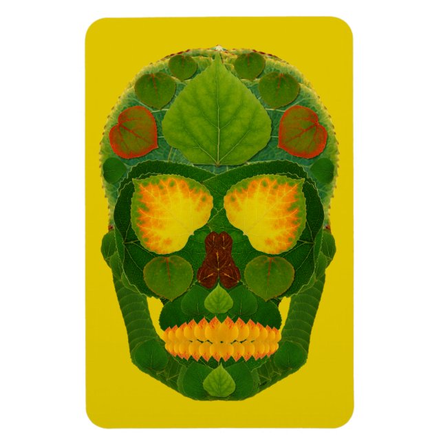 Imán Aspen Leaf Skull 9 (Vertical)