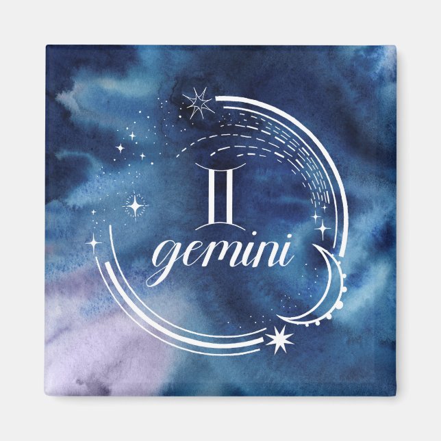Imán Astrología acuarela - Gemini (Frente)