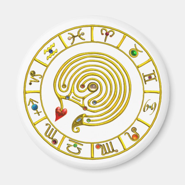 Imán Astrología CARÁCTICA ASTRAL LABYRINTH GOLD ZODIAC (Frente)