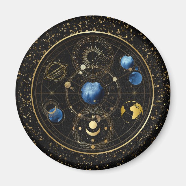 Imán Astrología Celestial de Velvet Negro (Frente)