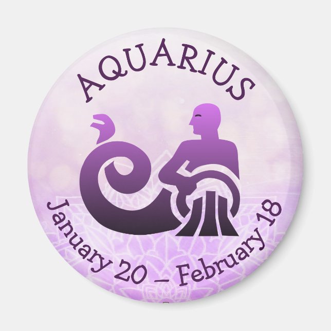 Imán Astrología del horóscopo Aquarius Rótulo Zodiaco (Frente)