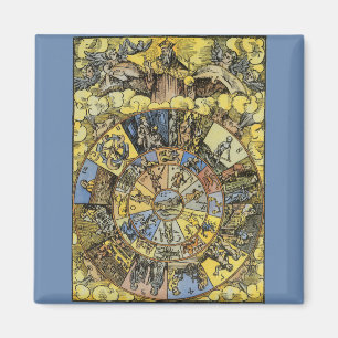 Imán Astrología Vintage, Rueda del Zodiaco del Renacimi