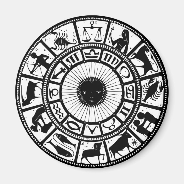 Imán Astrología vintage Rueda Zodiac (Frente)