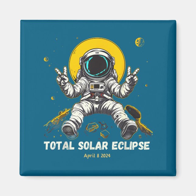 Imán Astronaut Eclipse Solar 2024 Totalidad 8 Abril Div (Frente)