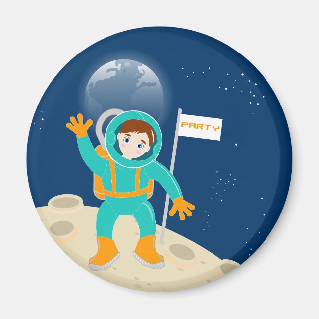 Imán Astronaut kid on the moon birthday party (Frente)