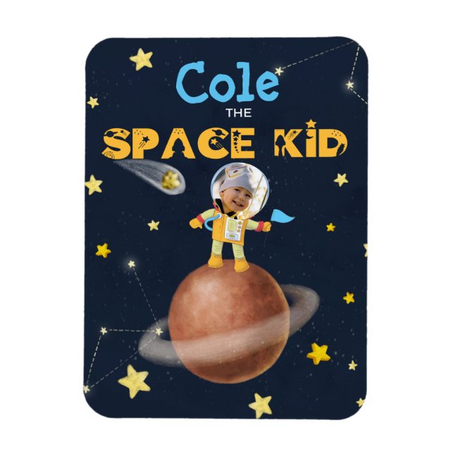 Imán 👨 ‍ astronauta adorable tema espacial Personaliza (Vertical)