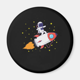 Imán Astronauta auf Rakete