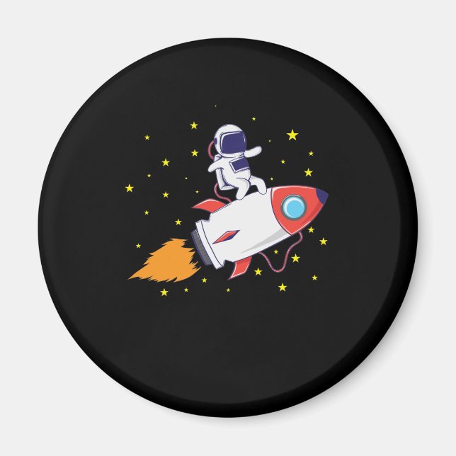Imán Astronauta auf Rakete (Frente)