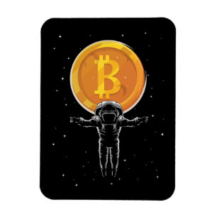 Imán Astronauta de Bitcoin a la luna - Cripto de Bitcoi