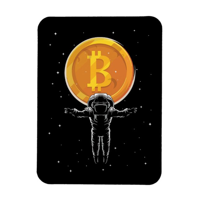 Imán Astronauta de Bitcoin a la luna - Cripto de Bitcoi (Vertical)