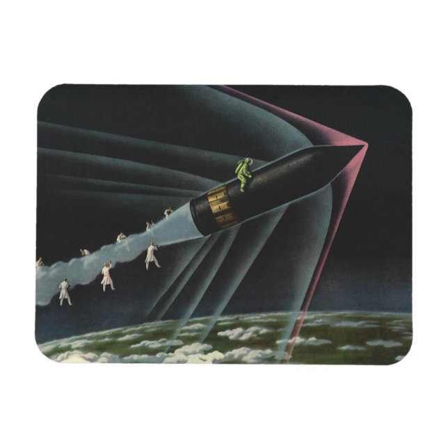 Imán Astronauta de ciencia ficción vintage montando un  (Horizontal)