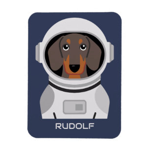 Imán Astronauta de Dachshund con nombre