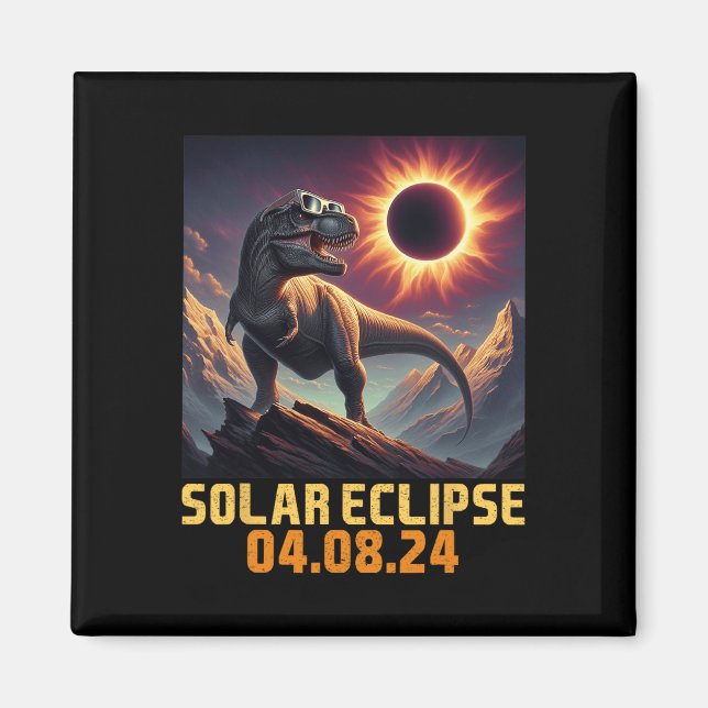 Imán Astronauta de dinosaurios T Rex Eclipse solar tota (Frente)