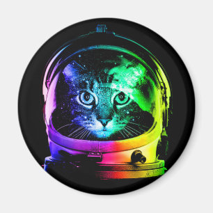 Imán Astronauta de gato colorido