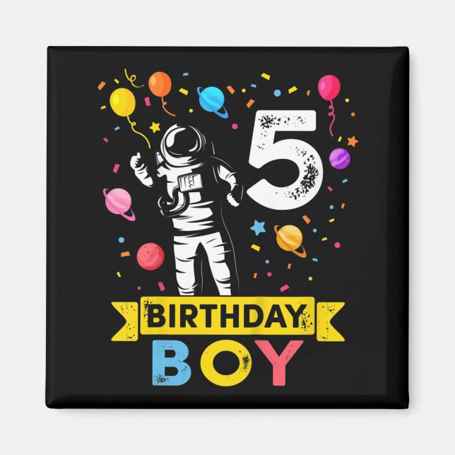 Imán Astronauta de niño de 5 años de edad (Frente)