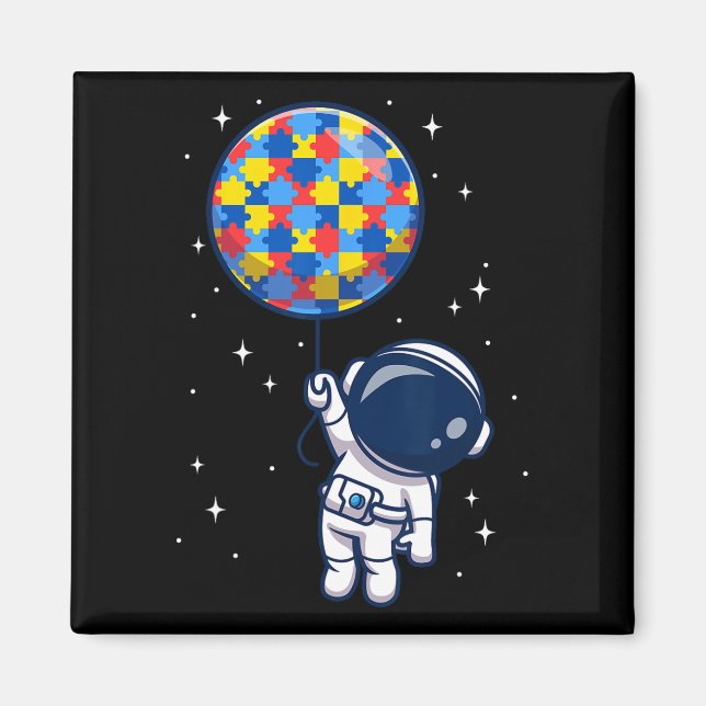 Imán Astronauta divertida Bylloon Autism Awareness Spac (Frente)