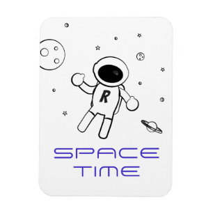 Imán Astronauta en el espacio - Arte bocetado en blanco