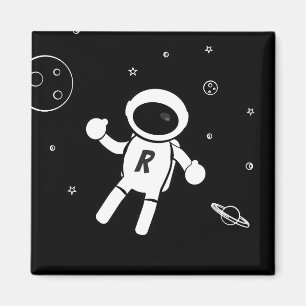 Imán Astronauta en el espacio - Arte esbozado en blanco