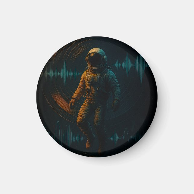 Imán Astronauta flotando en arte de sonido Glitchwave (Frente)