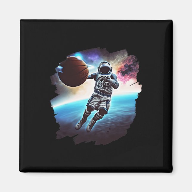 Imán Astronauta jugando al bisketbyll astronauta astron (Frente)