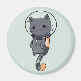 Imán Astronauta kawaii lindo gato negro