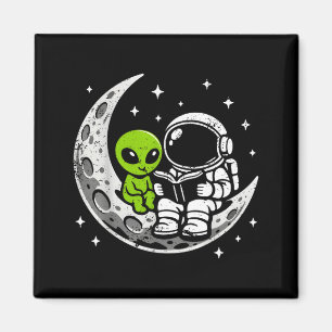 Imán Astronauta leyendo libro alienígena luna espacio