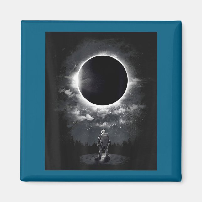Imán Astronauta Vintage Ciencia del Eclipse Espacial (Frente)