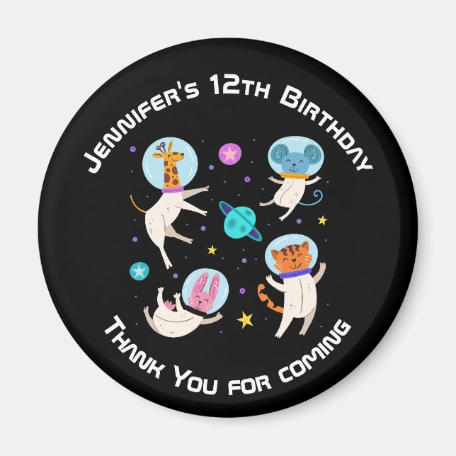 Imán Astronautas amables en evento espacial gracias (Frente)