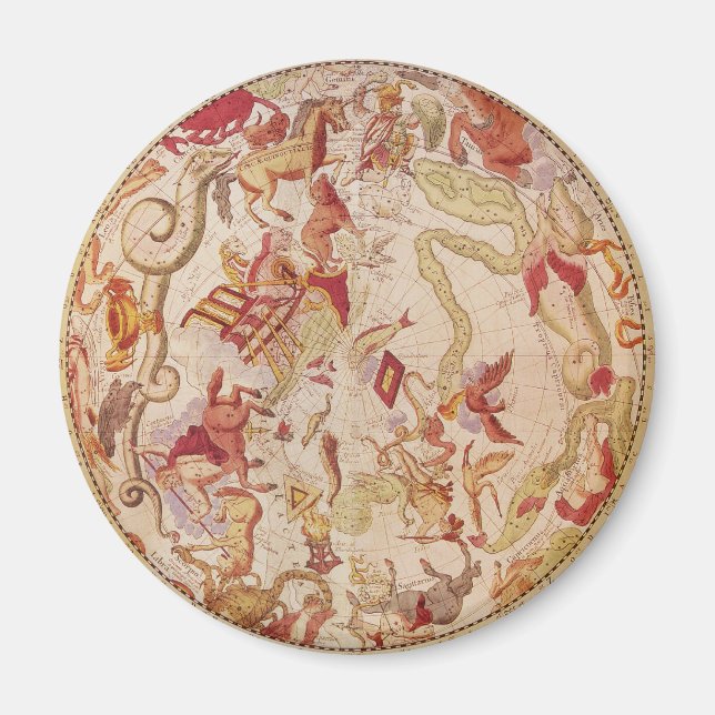 Imán Astronomía de época, mapa celeste de Carel Allard (Frente)