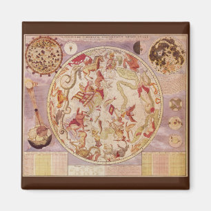 Imán Astronomía Vintage, Mapa Celeste de Carel Allard