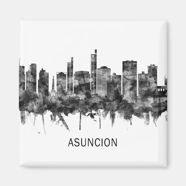 Imán Asuncion Paraguay Skyline BW (Frente)