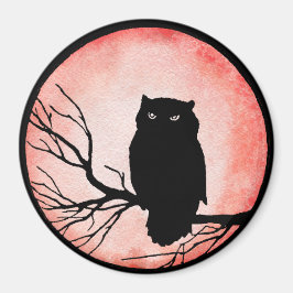 Imán Asustada lechuza con color de agua rojo en sangre