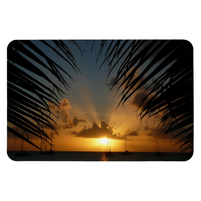 Imán Atardecer a través de la orilla de la palma (Horizontal)