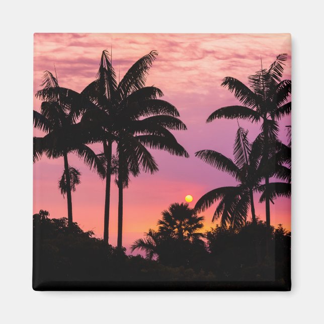 Imán Atardecer a través de palmeras (Frente)