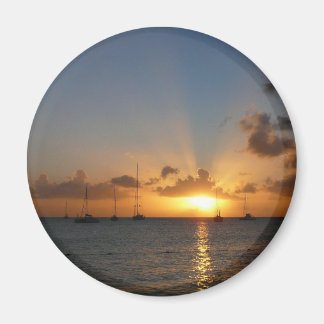 Imán Atardecer con veleros paisaje tropical foto