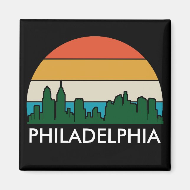 Imán Atardecer de la Ciudad Vieja de Filadelfia (Frente)