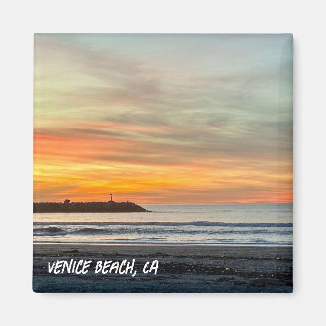 Imán Atardecer de la Hora Dorada - Playa de Venecia, CA (Frente)